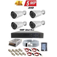 AC-84 5MP 4K 4 Kameralı Ultrahd AHD Güvenlik Kamera Seti