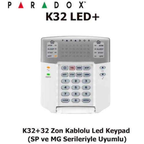 Paradox K32+ 32 Zon Kablolu Led Keypad